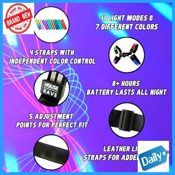 Adjustable LED Chest Harness with Leather Lining for Festivals Raves